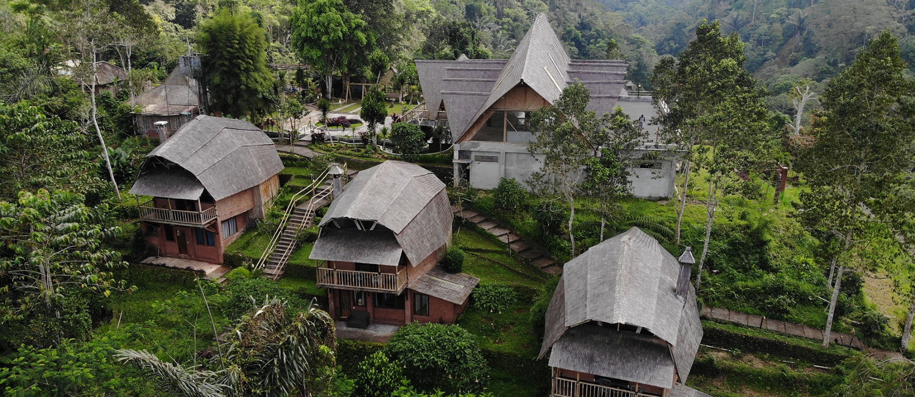 Overhead view of villa grounds